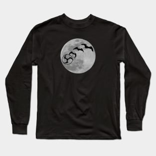 Bat Mitsudomoe Moon Long Sleeve T-Shirt